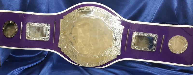 championship heavyweight wrestling title belt female purple pink