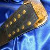 This belt tip is gold and has our ProAmBelts logo on it, which is the same with all of our stock belts having this custom championship title belt tip for www.ProAmBelts.com 