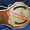 Football strap championship custom fantasy football belt Standard STACKed version. Top and bottom banner stacked and the centerplate field and man stacked also for this custom fantasy football championship league belt