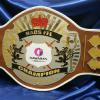 custom fantasy football championship belt with a football strap, same material as a football and the same colors-, extremely popular and patent proambelts design ff trophy award